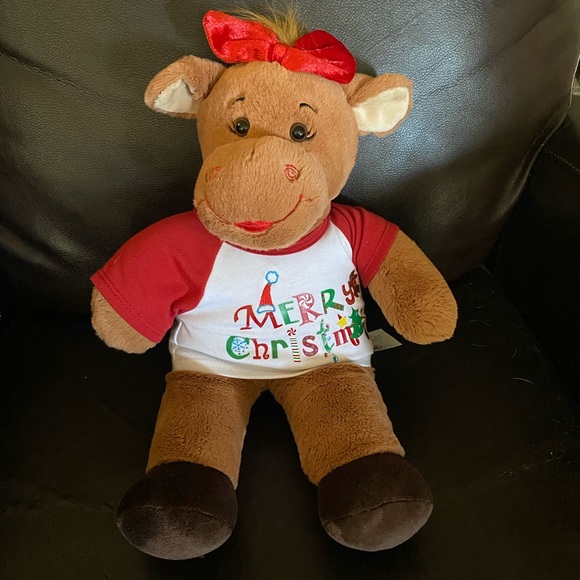 Build-A-Bear Other - BUILD A BEAR plush reindeer doll lady with XMAS shirt and red bow and lips Moose